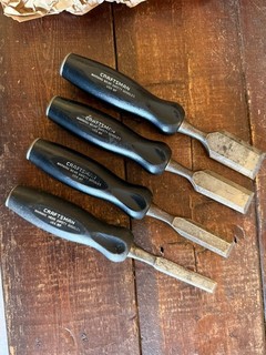 Vintage Set 4 craftsman WF series black handle wood chisel 1/2 to 1 1/4 USA