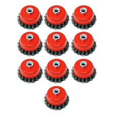 TWIST KNOT WIRE WHEEL CUP BRUSH SET FOR ANGLE GRINDER 3" M14 CREW 10X