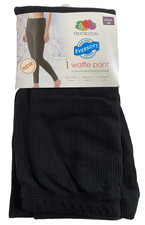 Fruit Of The Loom Women's Waffle Knit Thermal Long John Pants Black XXL 2X NEW