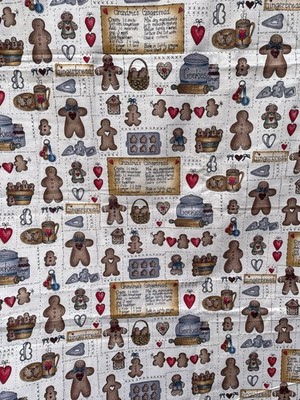 5.9 Metres Cotton Quilt Fabric Dianna Marcum Grandma's Gingerbread Recipe (B3