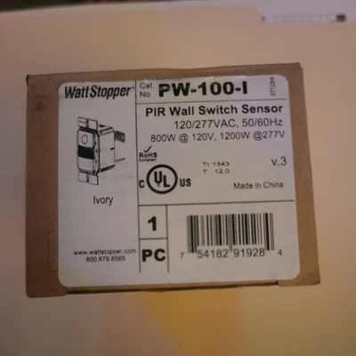 WATT STOPPER WattStopper PW-100-I PIR Wall Switch Sensor