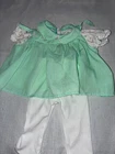 Vintage Cabbage Patch Kids/Doll Clothes - Green Shoulder Tie Dress & tights (611