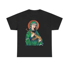 Saint With Gold AK47 Sicario Graphic T-Shirt Unisex Heavy Cotton Tee NEW