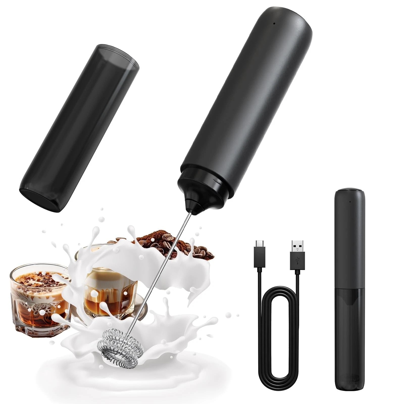 Rechargeable Milk Frother Handheld Electric Coffee Frother Drink Mixer