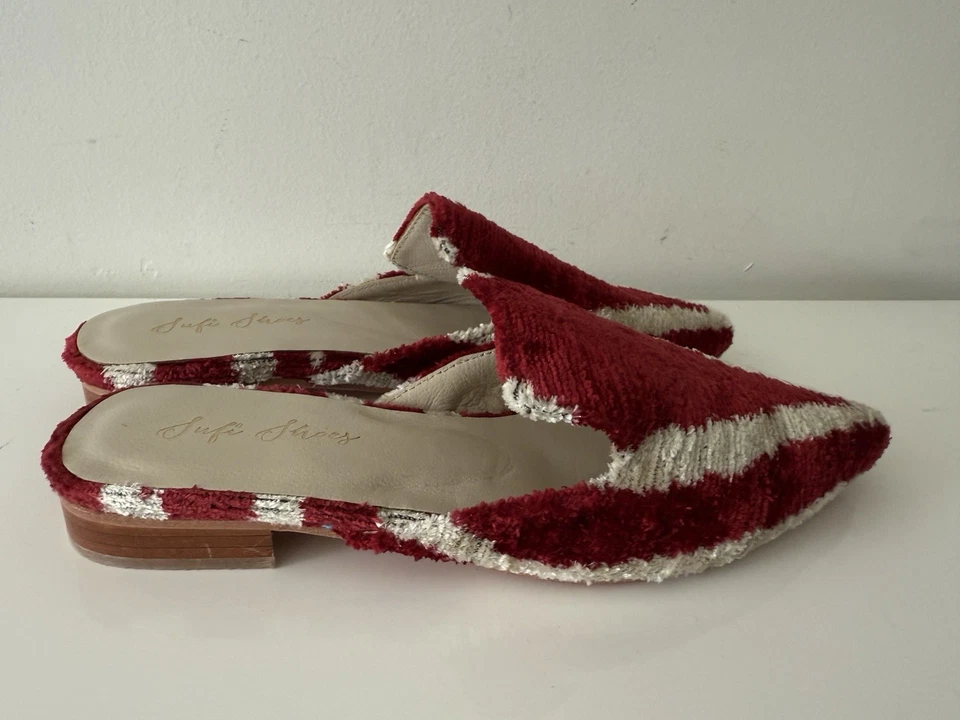SUFI SHOES Handmade Velvet Slippers Mules Shoes, 39/ US 9 - Image 2 of 4
