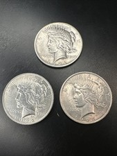  3 Peace Silver Dollars Lot 1921-P HIGH RELIEF  1922-P  1923-P Tested 90 