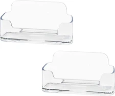 Acrylic Business Card Holder for Desk, Clear Plastic Display Stand (2 Pack)