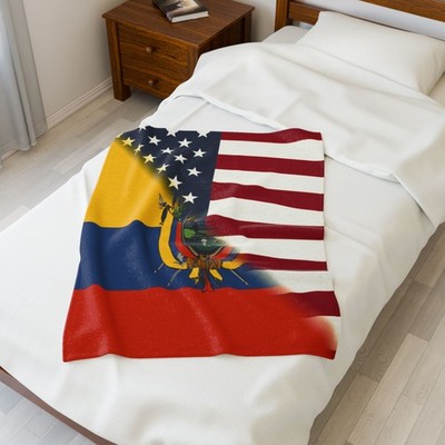 Ecuadorian American Velveteen Plush Blanket Ecuador | Gift for Friends, Throw