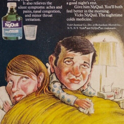 Vintage Retro Ad Husbands Cold Keeping You Up NyQuil Vicks Cold Medicine