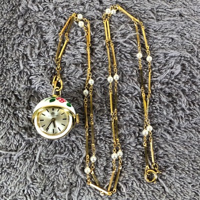 Vtg Bucherer Swiss Ball Pendant Watch - Works  Enamel Detail Vtg Bucherer Swiss Ball Pendant Watch - Works Enamel Detail main image 2