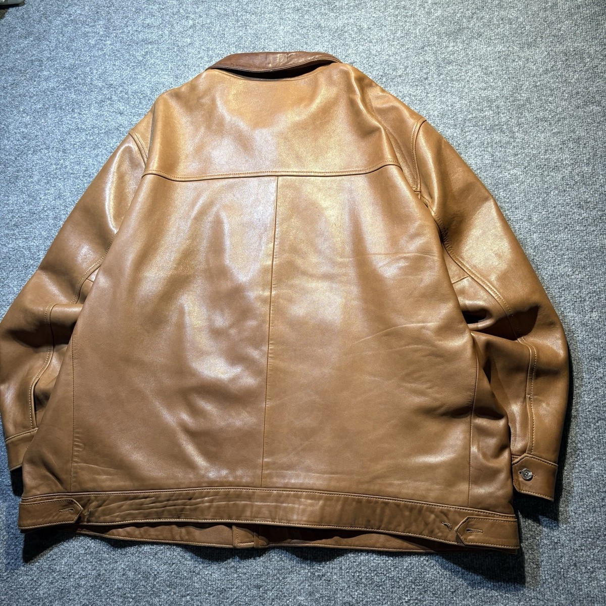 Vintage 90's Polo Ralph Lauren Leather Houndstooth Jacket Lambskin