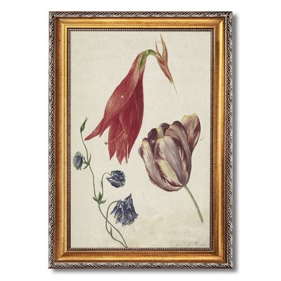 Red and Purple Flowers Botanical Wall Art Canvas Oil Paintings Reproduction