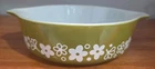 Vintage Pyrex 471 Spring Blossom Crazy Daisy Avocado 1 pt Casserole Dish. No Lid