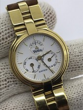 VETTA SINTESI SVEGLIA DAY DATE QUARZO PLACCATO ORO LADY 30mm MADE IN SVIZZERA 