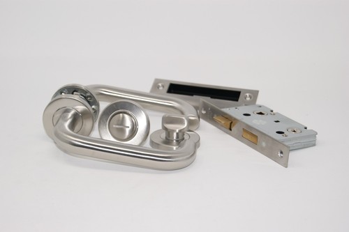 D Shape Lever Door Handle Pack Bathroom Set for 44/45MM THICK FIRE DOOR - Picture 4 of 4