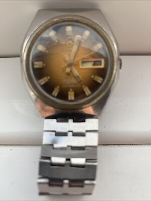 Vintage Watch Omax Crystal 25 Jewels Automatic Mens Watch Gold/brown Dial
