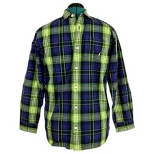 Nautica Men's Shirt Button Down Size 16/18 Plaid 100 Cotton Logo