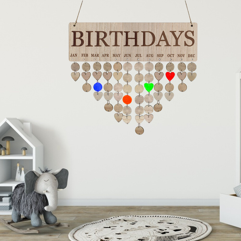 (JM01066)Family Birthday Calendar Wall Hanging Board DIY Wooden With
