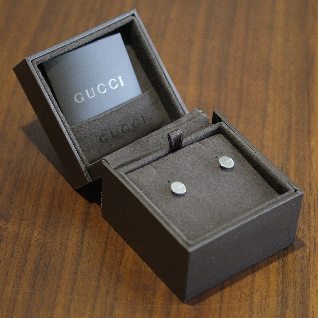 Boucles d'oreilles GUCCI or blanc 750 K18 3,4 g accessoires femmes diamètre 7,5 mm
