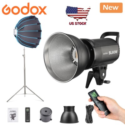 Godox SL-60W Kit with Softbox and 2.8M  Light Stand LED Video Light 5600K Bowens