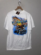 2013 Hot Leathers Black Hills Rally Motorcycle White Graphic Shirt Tee NWT L Lar