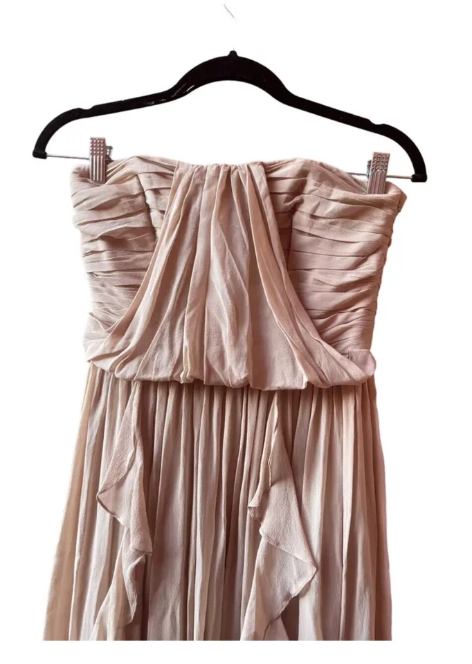 Vestido de Dama de honor BHLDN Fleur Wood Cove sin tirantes con volantes de gasa rubor talla 2 nuevo con etiquetas Foto 2 de 4