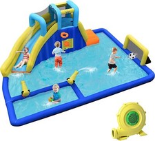 Hüpfburg mit Wasserrutsche Aufblasbare Springburg Spielpool Wasserpark