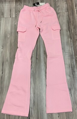 REDFOX WOMEN'S FLEECE STACKED PANTS W/ CARGO POCKETS (LT. PINK)
