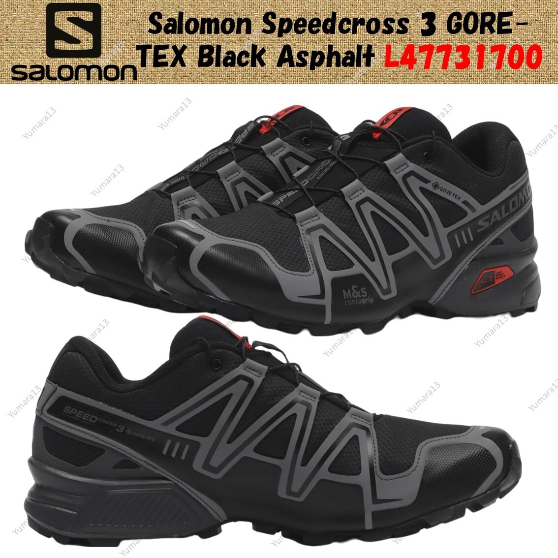 Salomon Speedcross 3 GORE-TEX Black Asphalt L47731700 Men's Size
