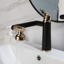 Swivel Black Gold Mixer Faucet Tall Single Handle/Hole Basin Taps Deck Mounted
