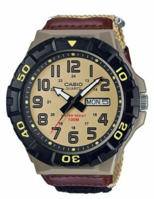 #ad #ad Casio MRW210HB 5BV Oversized Dial Khaki Nylon Band Day Date 100 Meter WR $39.50