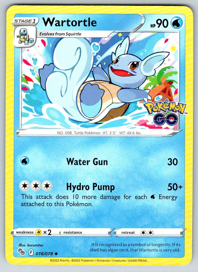 2022 POKEMON GO WARTORTLE STAGE 1/UNCOMMON #016/078 HP 90 | eBay