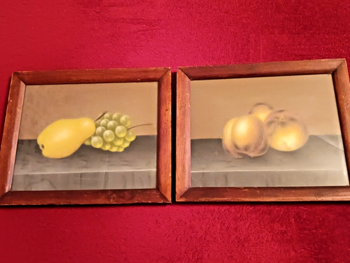 (2) ORIGINAL 1840-60 PASTEL CHALK ON PAPER  STILL LIFE FRUIT IN ORIGINAL FRAMES - Picture 1 of 9
