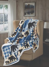Virah Bella - Black Bear Plaid - Flannel Sherpa Throw Blanket 50"x60"
