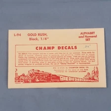 Champ Decals L-94 Gold Rush Font Black 1/4" Letters Numbers HO N O Scale