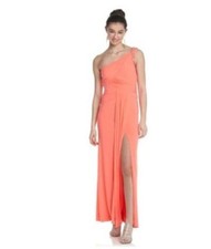 Hailey Logan ~ Flamingo One Shoulder Cut-Out Slit Formal Gown 7 / 8 NEW $199