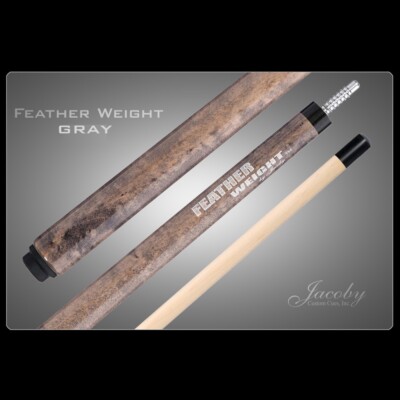 NEW IMPROVED VERSION, Jacoby Feather Weight Break Cue, FREE HARD CASE (Grey)