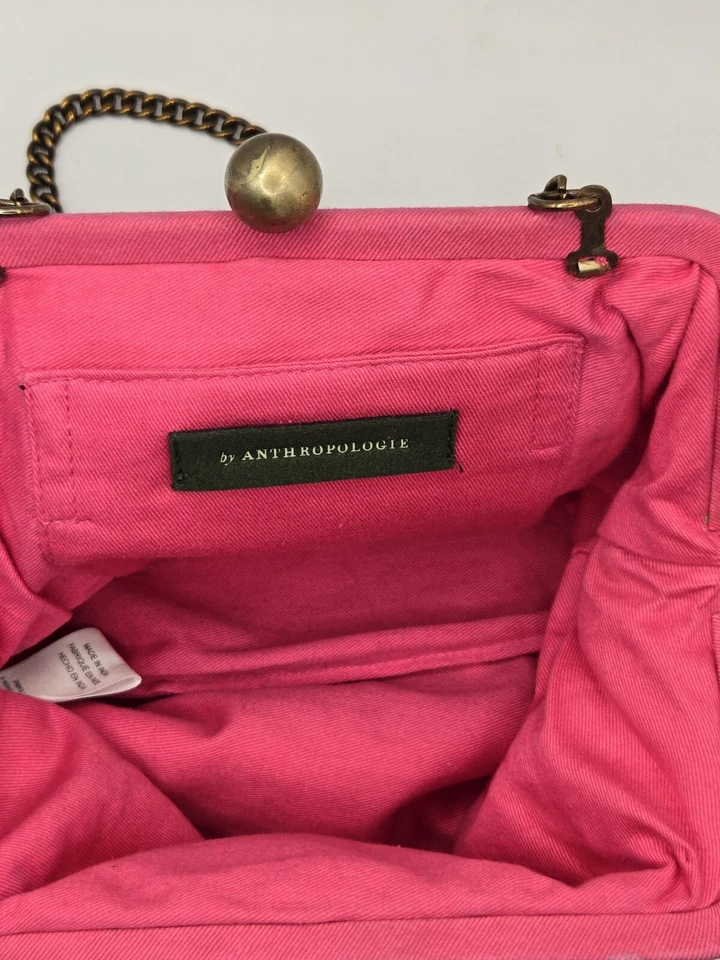 Anthropologie Verde HTF Romy Floral Push Kiss Lock Transversal Clutch Veludo Como - Imagem 4 de 4