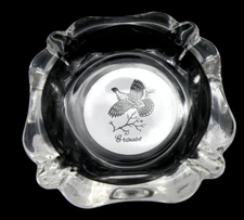 Vintage Grouse in Flight Federal Glass 4" Square Ashtray 4 Cigarette Rests