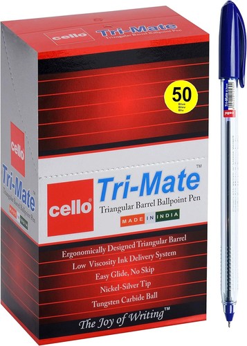 Cello Ballpoint Pens, Smooth Writing Action - Medium Point (1.0mm)Black,Blue,Red - Picture 2 of 20