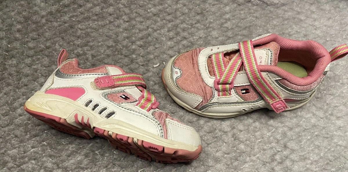 Tommy Hilfiger Overslide 6.5 W pink / lime girls shoes | eBay