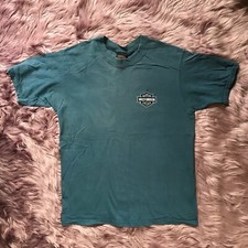 Vintage Harley Davidson Blue Green Motorcycle T Shirt Size M Made in USA