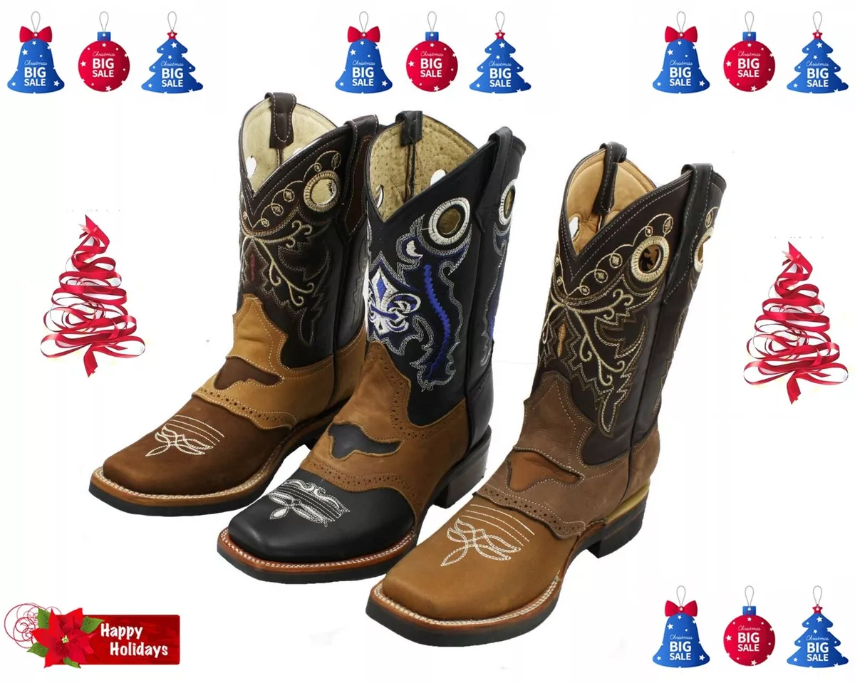 MEN S RODEO COWBOY BOOTS GENUINE LEATHER WESTERN SQUARE TOE BOTAS 700T