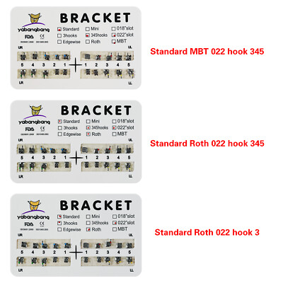 10Kits Dental Orthodontic Bracket Braces Standard Roth/MBT 022 3/3-4-5 Hooks SA