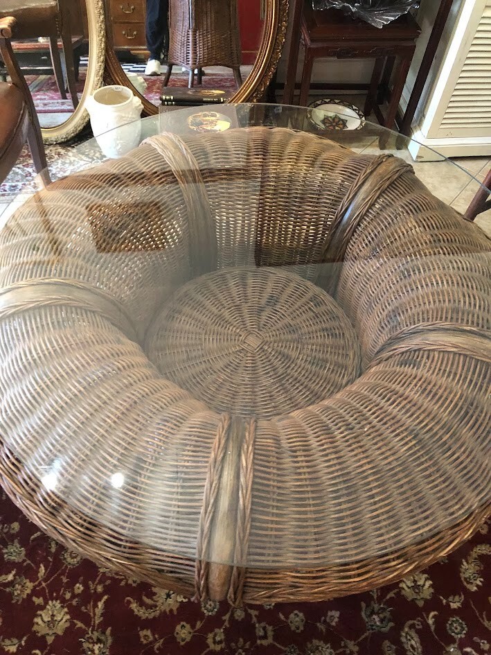 Vintage BambooWicker Round Table eBay