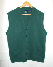 VTG GAP Lambswool Blend Grandpa Knit Sweater Vest Men's Size M Hong Kong
