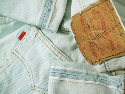 HOT VTG 80's Men USA LEVI'S 501 SELVEDGE 524 DOTS LIGHT Jeans 28 x38 (Fit 25x33)