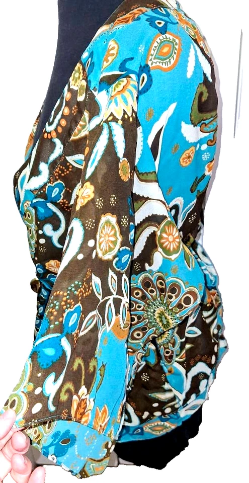 Metro7 Top 女式 2X 蓝色花卉帝国腰绑带 S/S 美国发货 — 第 4/4 张图片