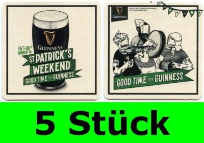 5 Stück Bierdeckel Guinness St Patrick's Weekend Dublin Irland #1