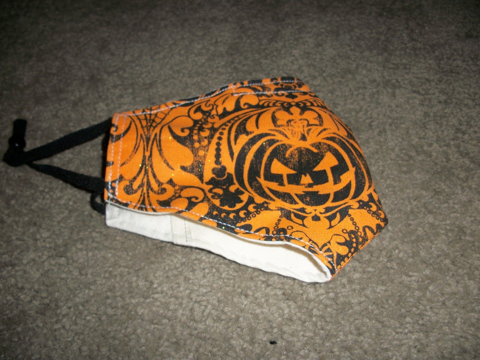 GLITTER BLACK ORANGE HALLOWEEN PUMPKIN DOUBLE LAYER REUSABLE WASHABLE